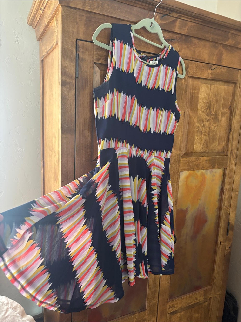 Maison Jules Black Sleeveless Skater Dress with Multicolor Stripe Accents - Picture 3 of 4